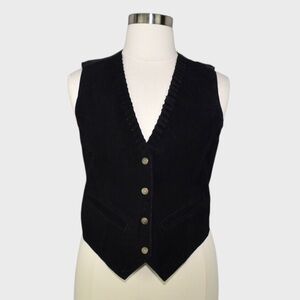 Starling Black Genuine Leather Button Front Vest